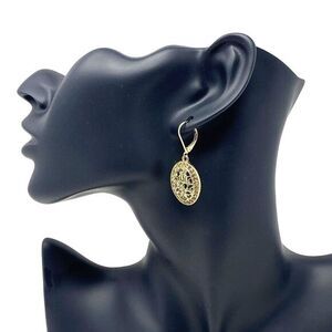 Vintage MONET Twisted‎ Coiled Rope Earrings Gold Tone Dome Signed And Stamped